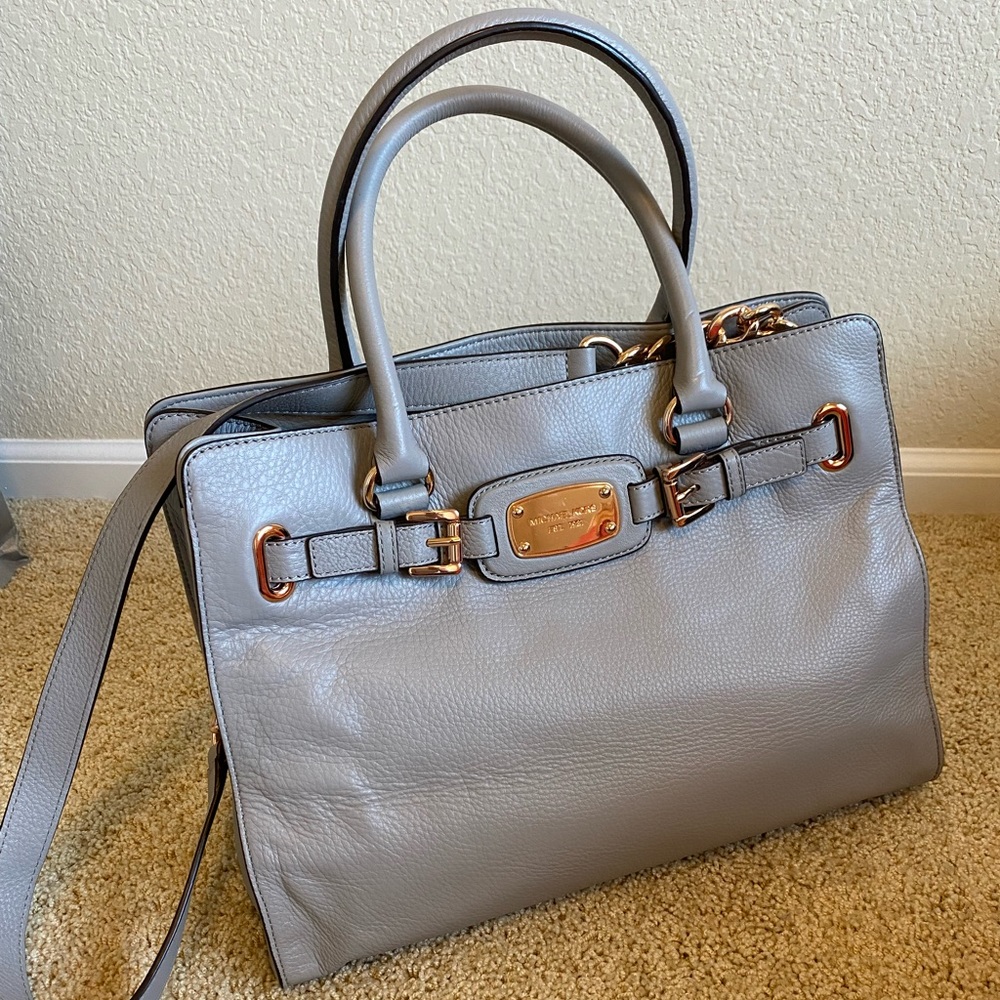 Michael Kors Bag/Purse, Grey Soft Leather, Rose Gold Accents